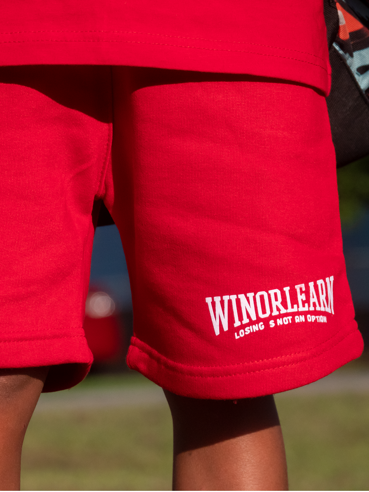 WinOrLearn Color block Tee+shorts sets red